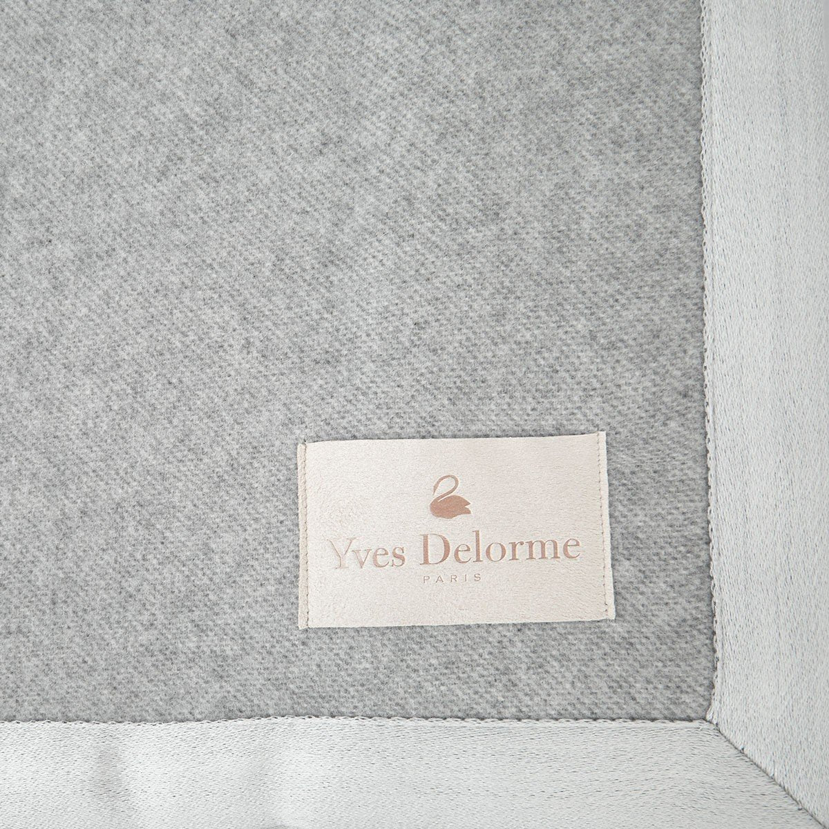 Nymphe Silver Cashmere Blanket - Yves Delorme - Close-Up View at Fig Linens and Home