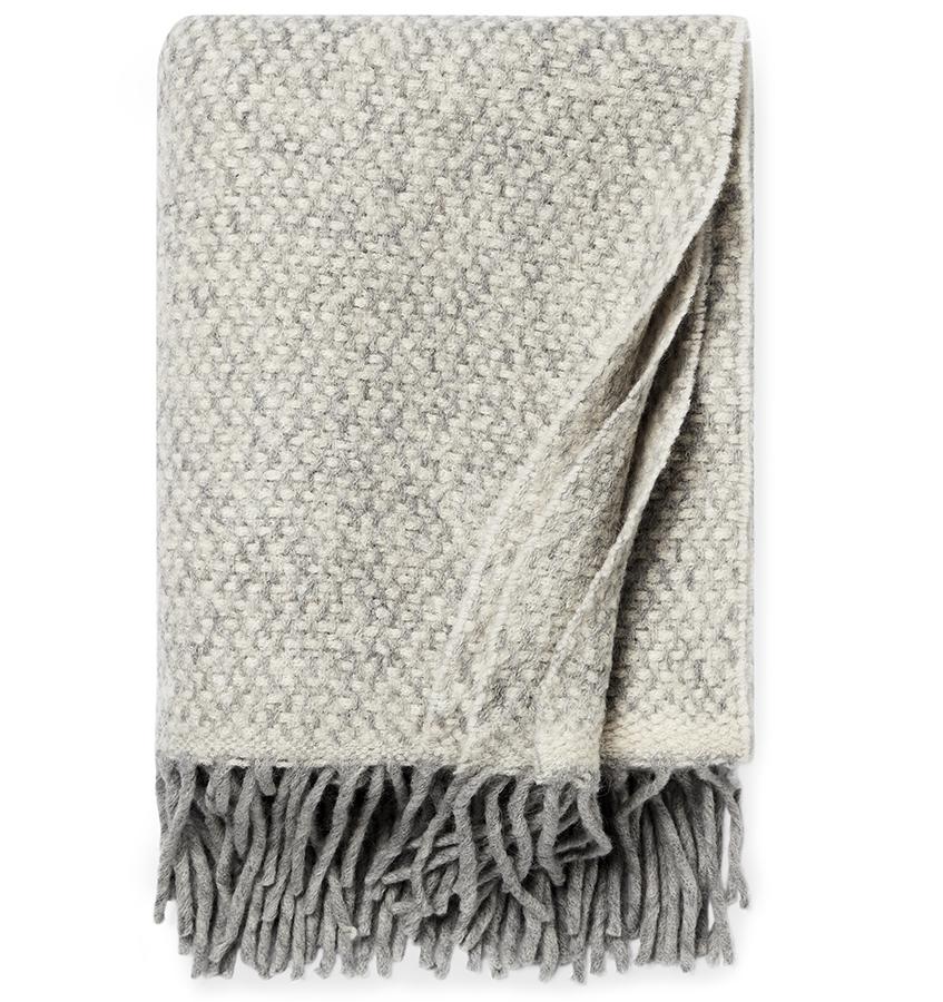 Tria Gray Wool Blend Throw with Fringe by Sferra - Fig Linens