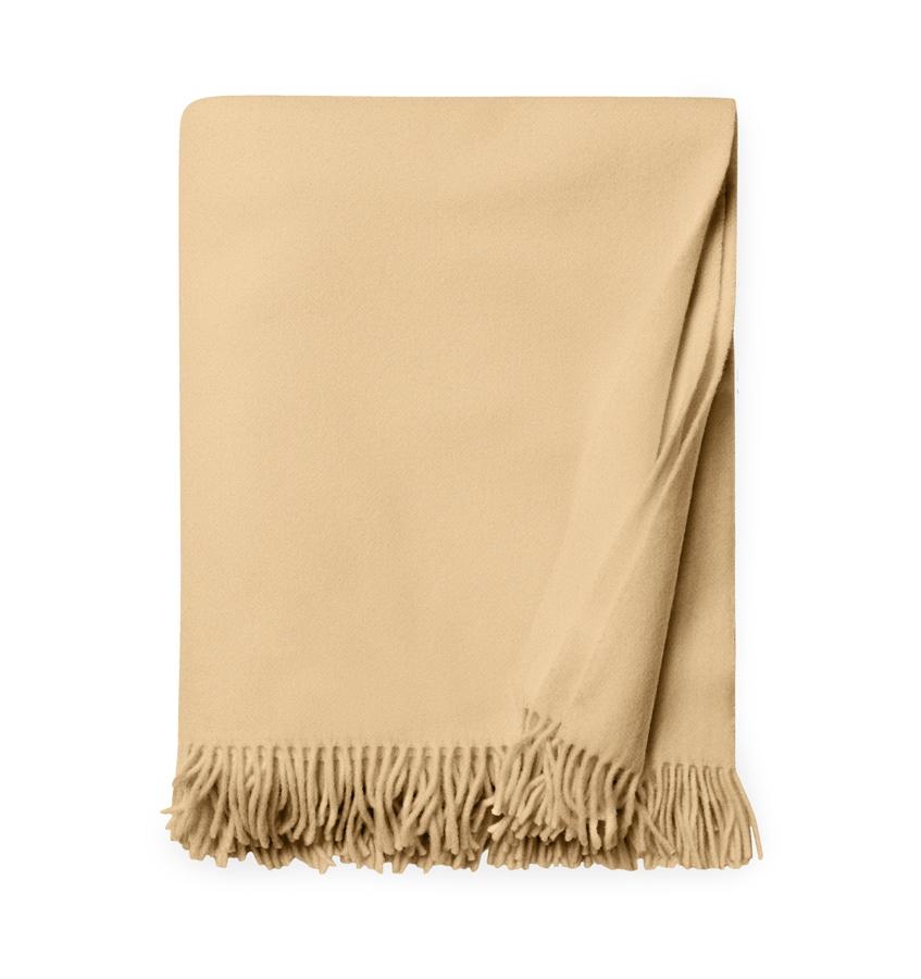 Vimmo Pebble Wool Throw by Sferra | Fig Linens - Beige Merino wool throw blanket with fringe