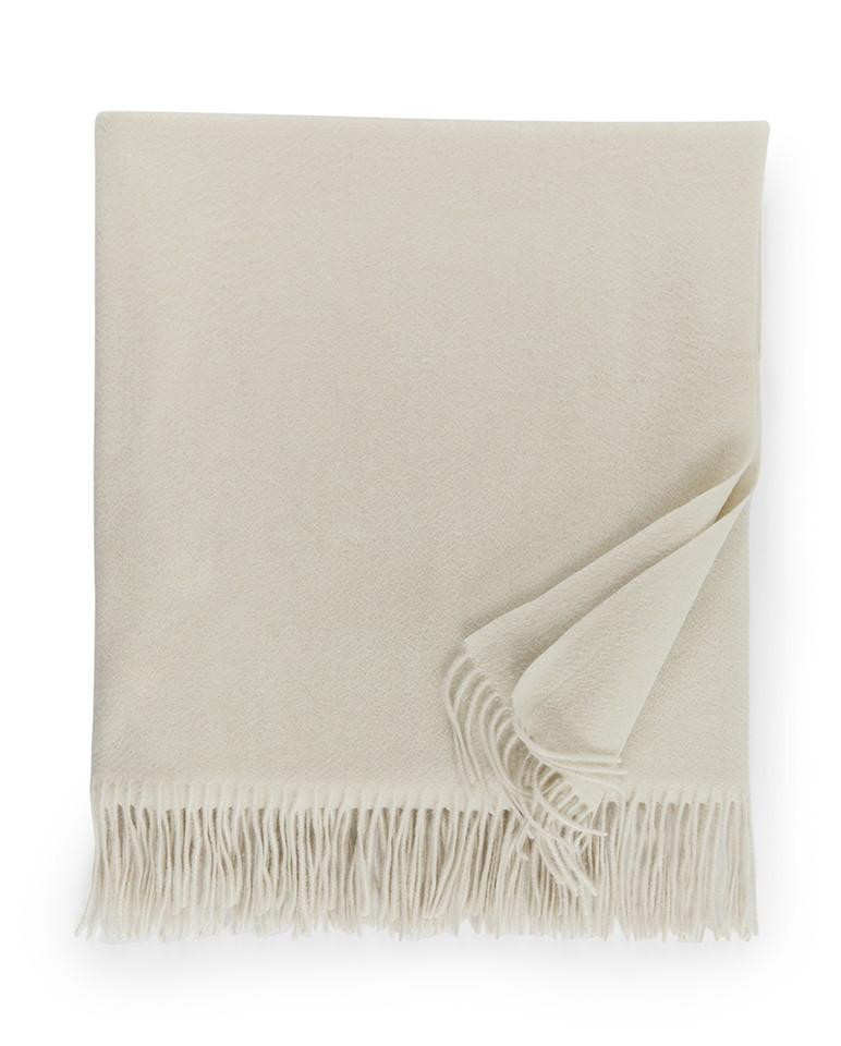 Sferra Dorsey Ivory cashmere throw blanket | Sferra Fine Linens at Fig Linens and Home