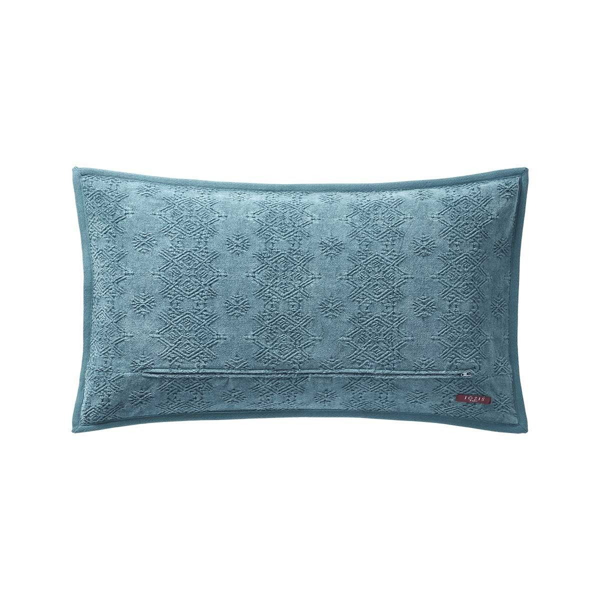 Fig Linens - Syracuse Turquoise Lumbar Pillow by Iosis - Back