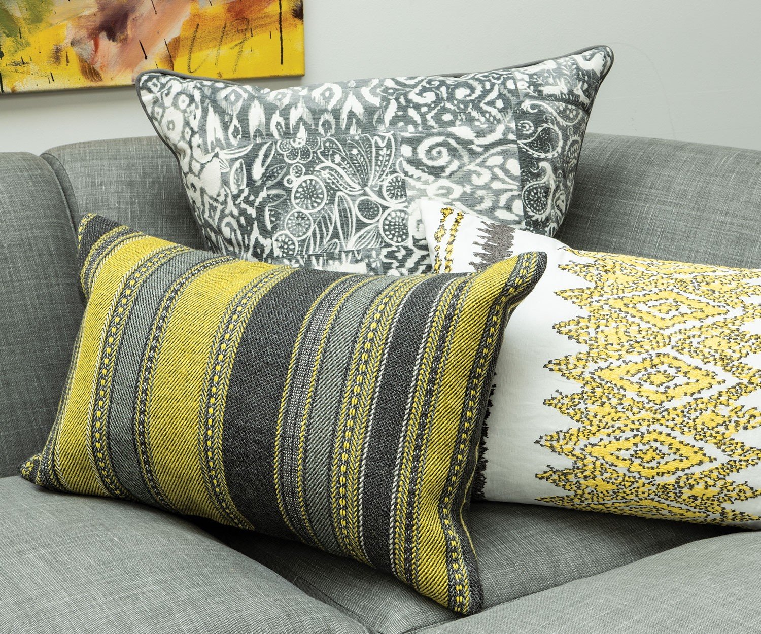William Yeoward Alicia Citron Decorative Pillow shown on Sofa