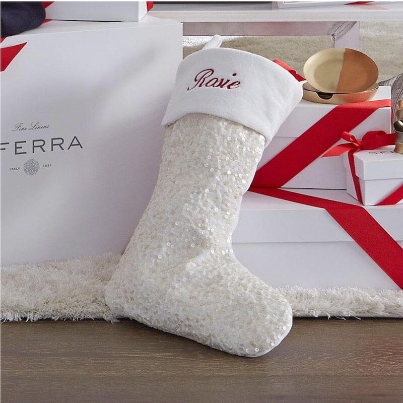 Holiday Gift Guide Sferra Blitzen Christmas Stocking Holiday Monogrammed Fig Linens and Home