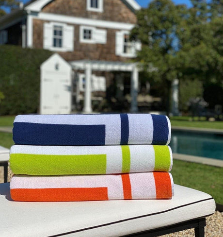 Sferra beach towels and pool towels at Fig Linens and Home