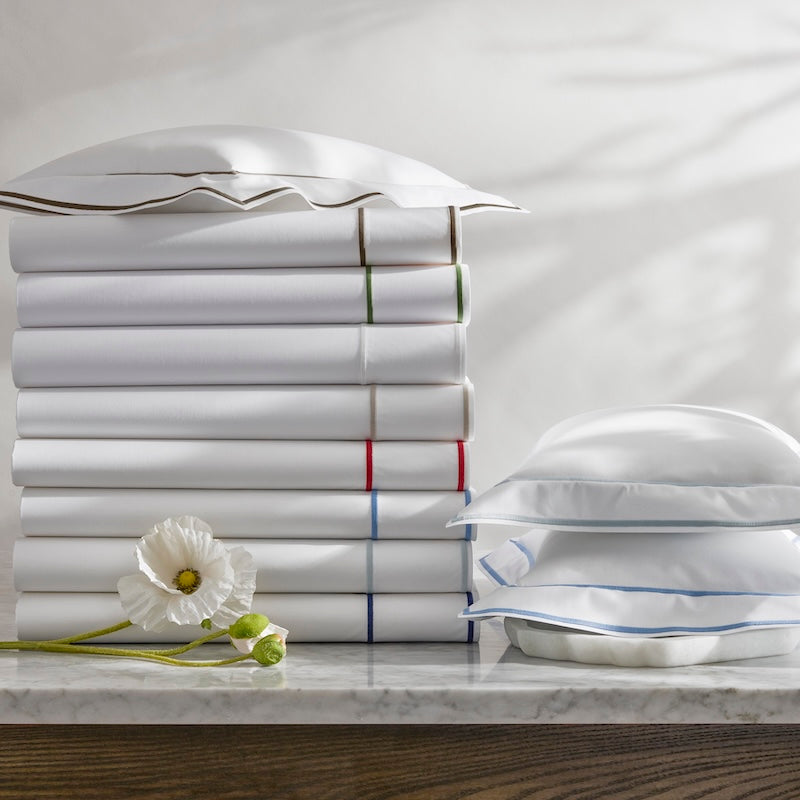Matouk Ansonia Bedding - Percale 500 Thread Count Cotton Sheets, Duvet Covers, Shams and Pillowcases at Fig Linens and Home