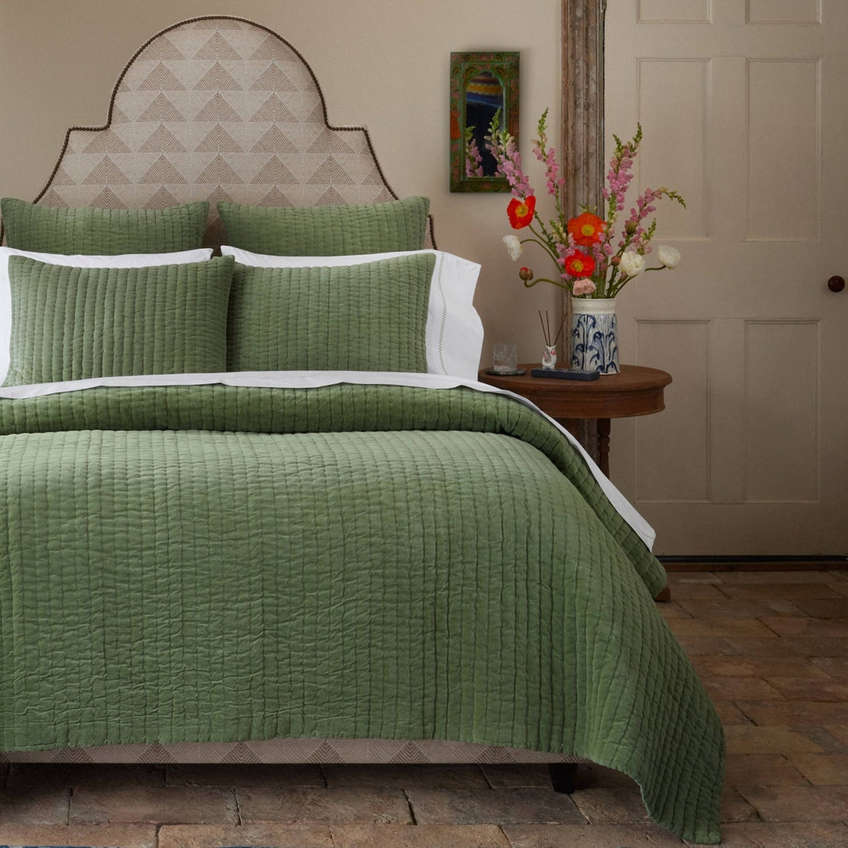 Velvet Sage Quilt by John Robshaw at Fig Linens and Home - 2
