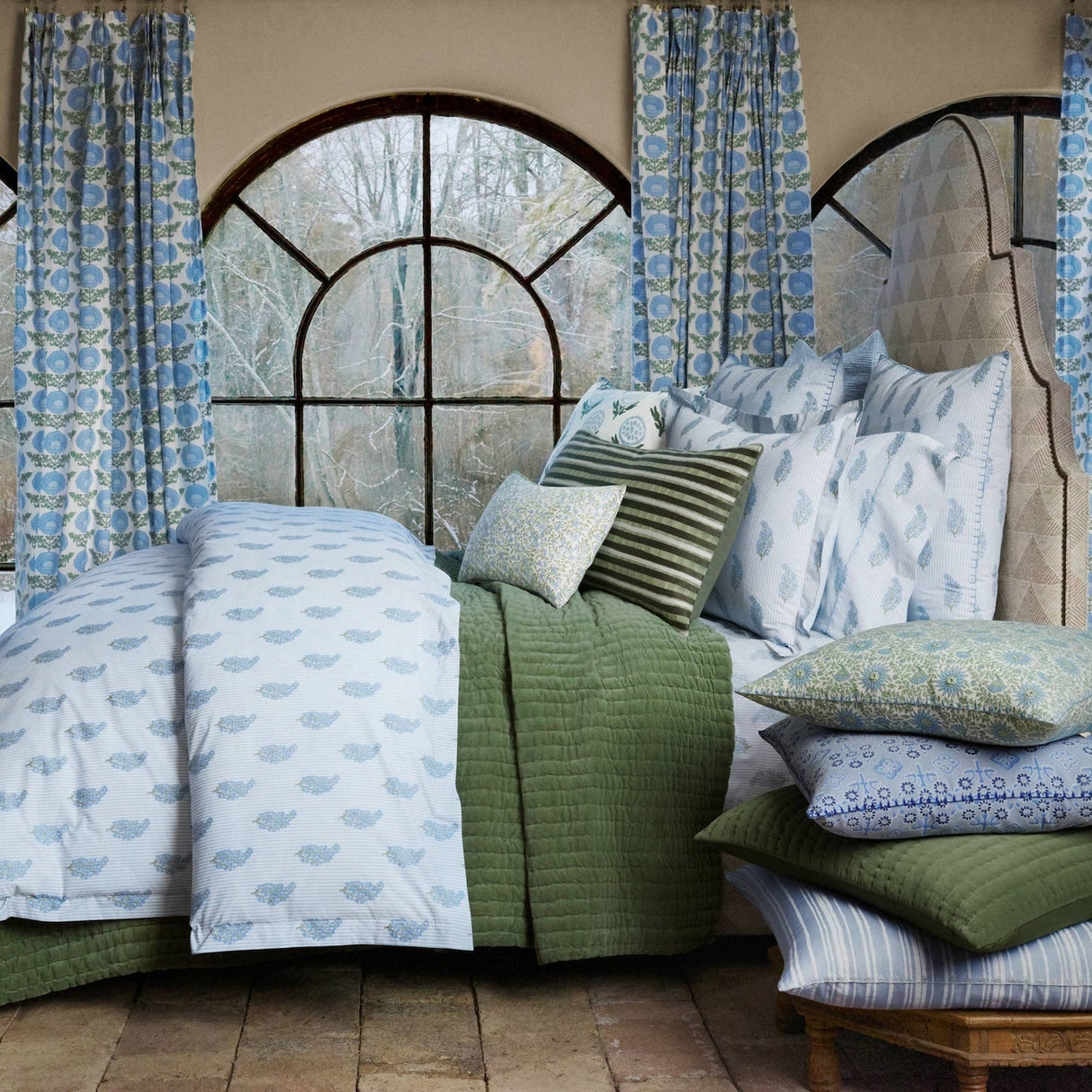 Nirvi Light Indigo Organic Duvet by John Robshaw at Fig Linens and Home - 3