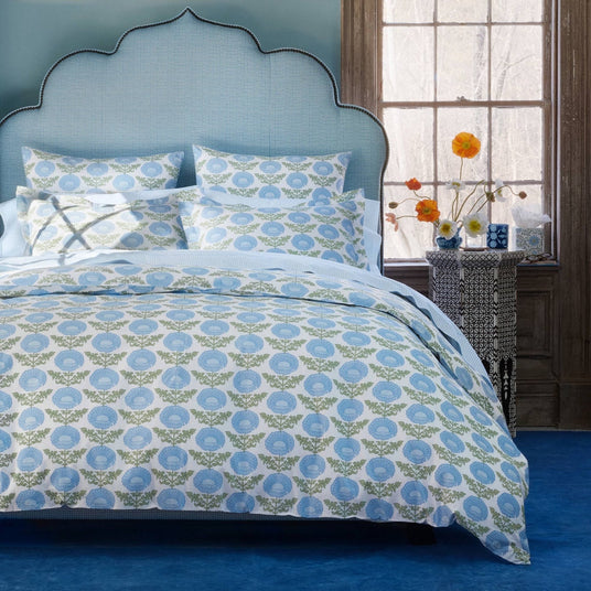 Kaavia Light Indigo Organic Duvet by John Robshaw at Fig Linens and Home - 1