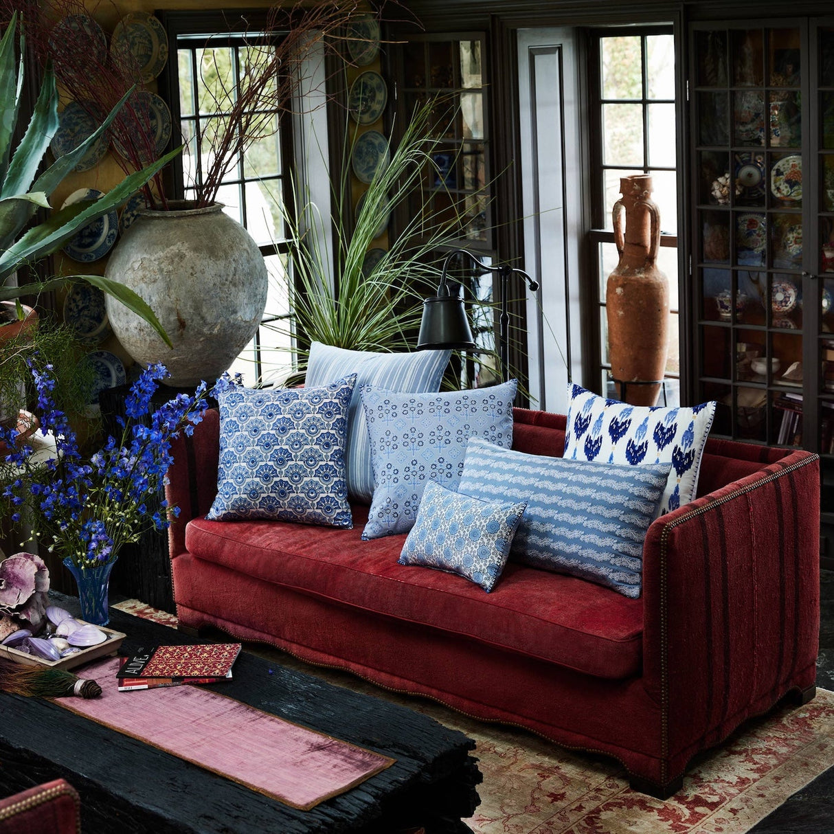 Divisha Indigo Pillow by John Robshaw at Fig Linens and Home - 2