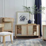 Ruth Cerused Oak One Door Cabinet with Cane Front by Worlds Away at Fig Linens and Home - Lifestyle