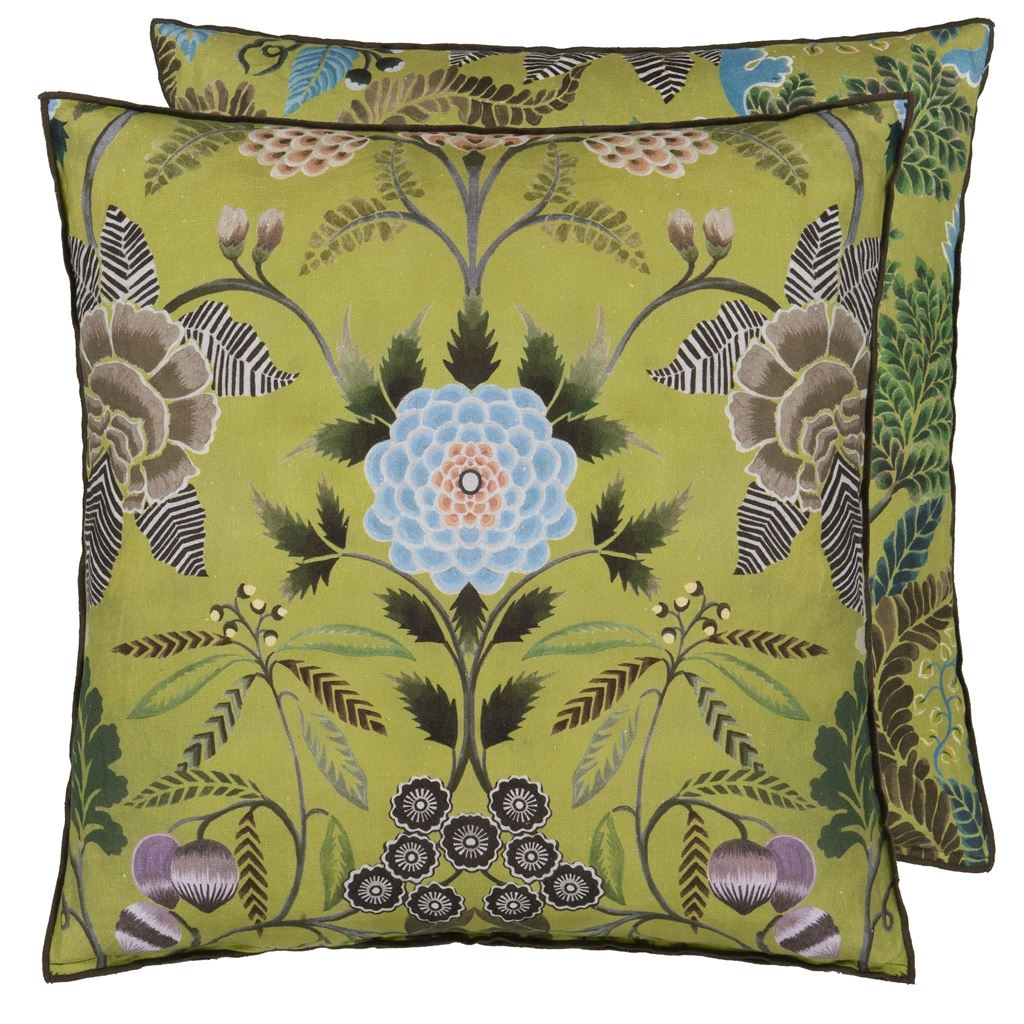 Brocart Decoratif Linen - Moss - Cushion - 22&quot; X 22&quot;
