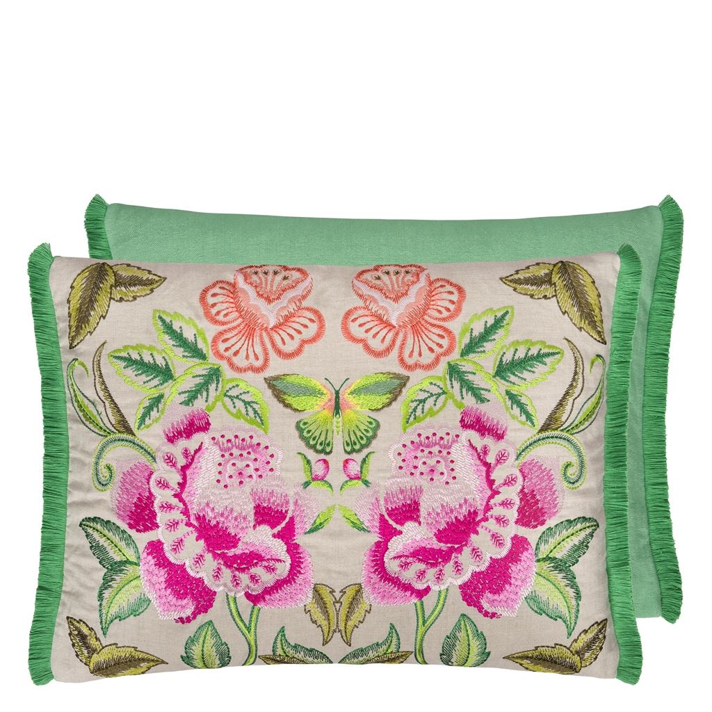 Isabella Embroidered - Fuchsia - Cushion - 18&quot; X 24&quot;