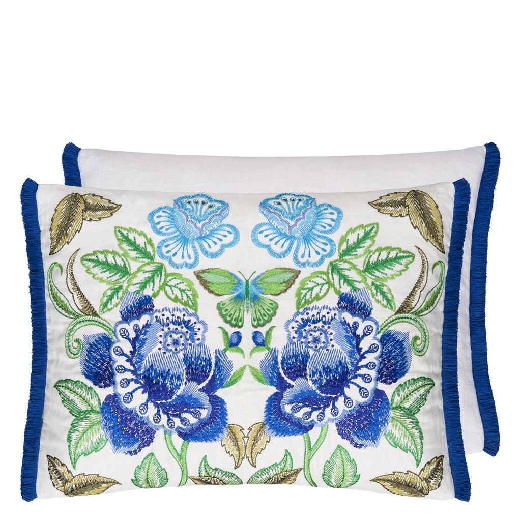 Isabella Embroidered - Cobalt - Cushion - 18&quot; X 24&quot;