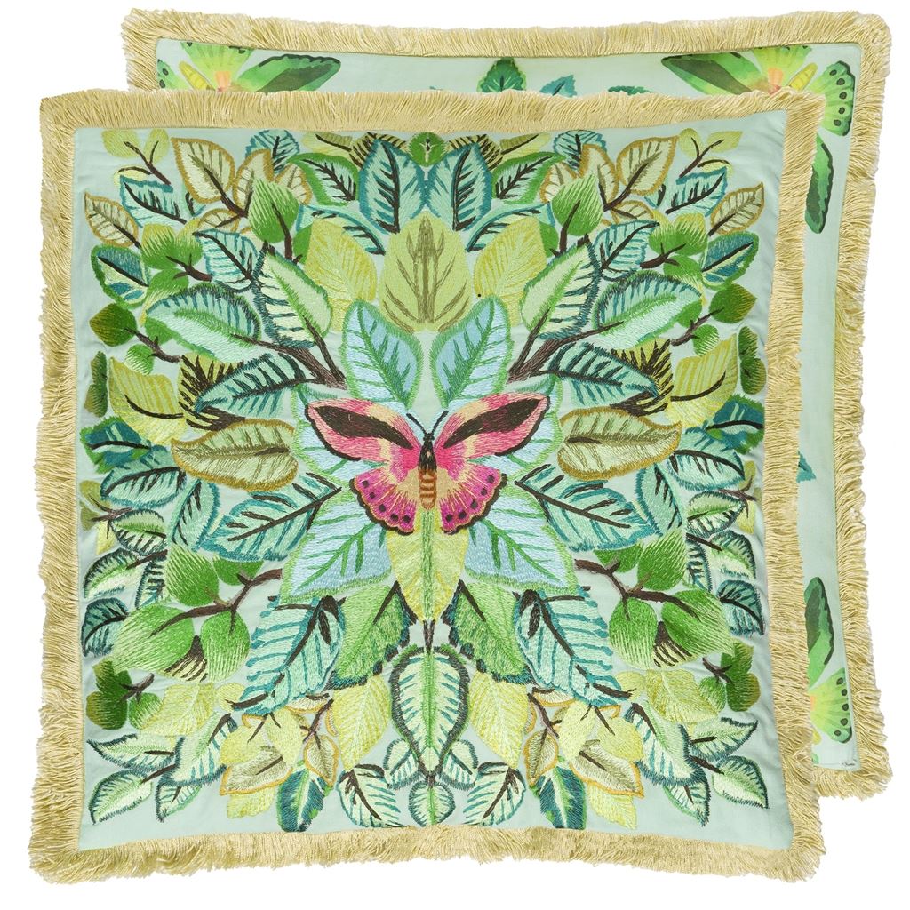 Celastrina Embroidered - Turquoise - Cushion - 22" X 22"