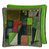 Designers Guild Raku Patchwork Emerald Velvet Cushion at Fig Linens and Home - 14