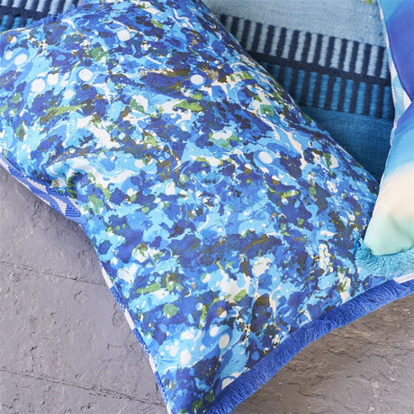 Designers Guild Tarakan Cobalt Outdoor Decorative Pillow at Fig Linens and Home - 65