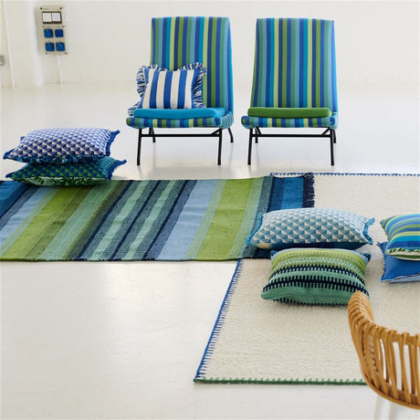Designers Guild Tarakan Cobalt Outdoor Decorative Pillow at Fig Linens and Home - 64