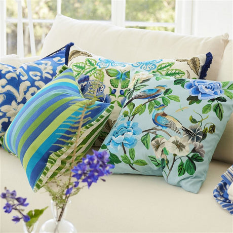 Designers Guild Miraflores Cobalt Cotton Decorative Pillow at Fig Linens and Home - 104