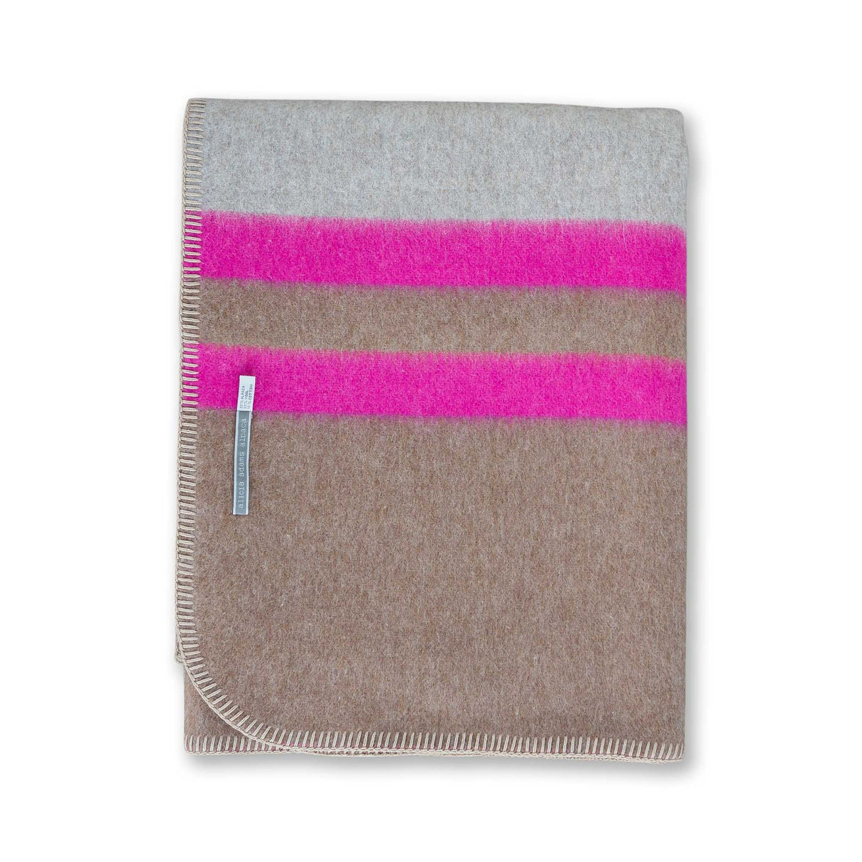 Field Throw Blanket in Light Taupe / Tobacco / Shocking Pink | Alicia Adams Alpaca