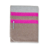Field Throw Blanket in Light Taupe / Tobacco / Shocking Pink | Alicia Adams Alpaca