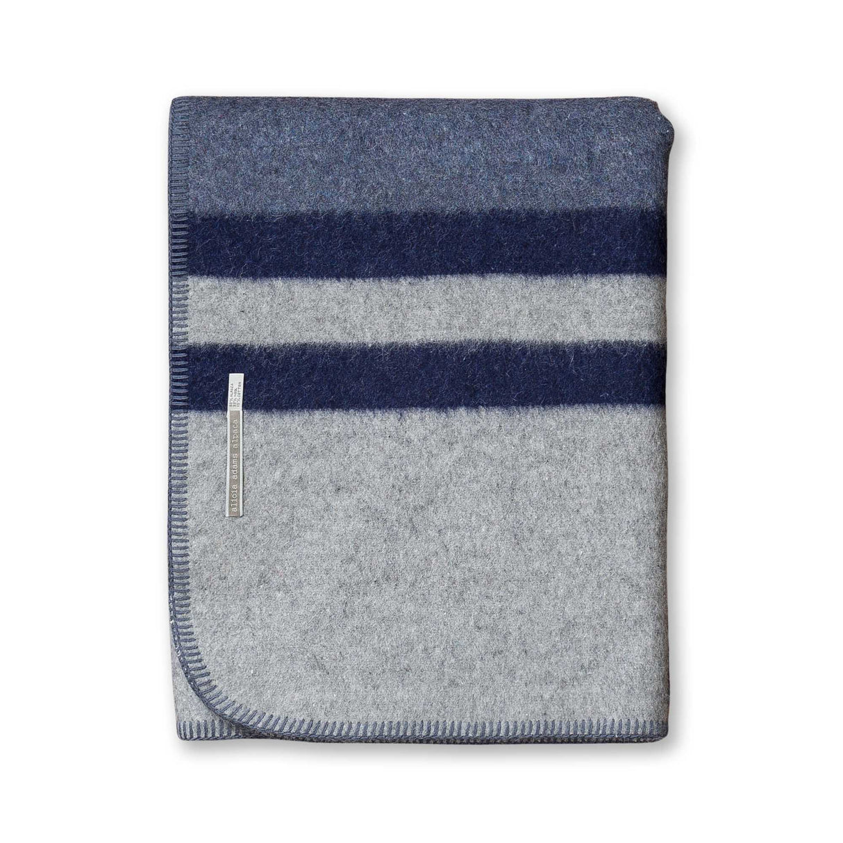 Field Throw Blanket in Denim Blue / Light Grey / Navy | Alicia Adams Alpaca at Fig Linens and Home