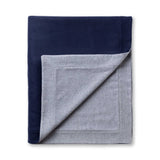 Alicia Adams Alpaca Hudson Bed Blanket at Fig Linens and Home in Navy Blue and Light Grey