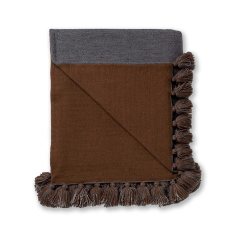 Alicia Adams Alpaca Sydney Blanket in Dark Grey and Cognac | Fig Linens and Home