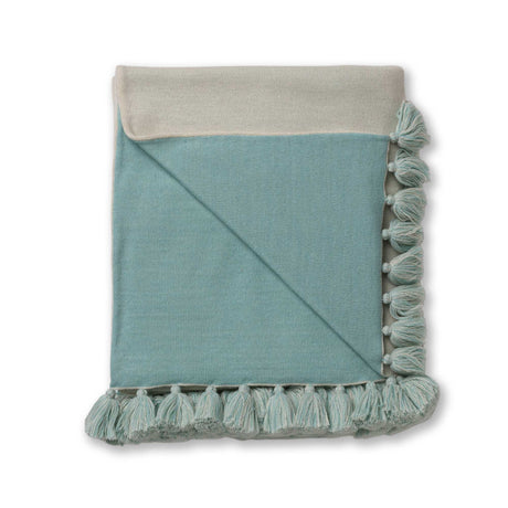 Alicia Adams Alpaca Sydney Blanket in Ivory and Aqua | Fig Linens and Home
