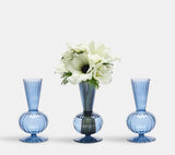 Kim Seybert BUD VASE: TESS S3 - Cadet Blue Glass Bud Vases Set at Fig Linens and Home 2
