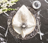 Kim Seybert Starburst Napkin in White Gold & Silver Set of 4 by Kim Seybert - WHITE/GOLD/SILVER 21"L x 21"W x 0.1"H Napkin - Set of 4 at FIG LINENS AND HOME - 4