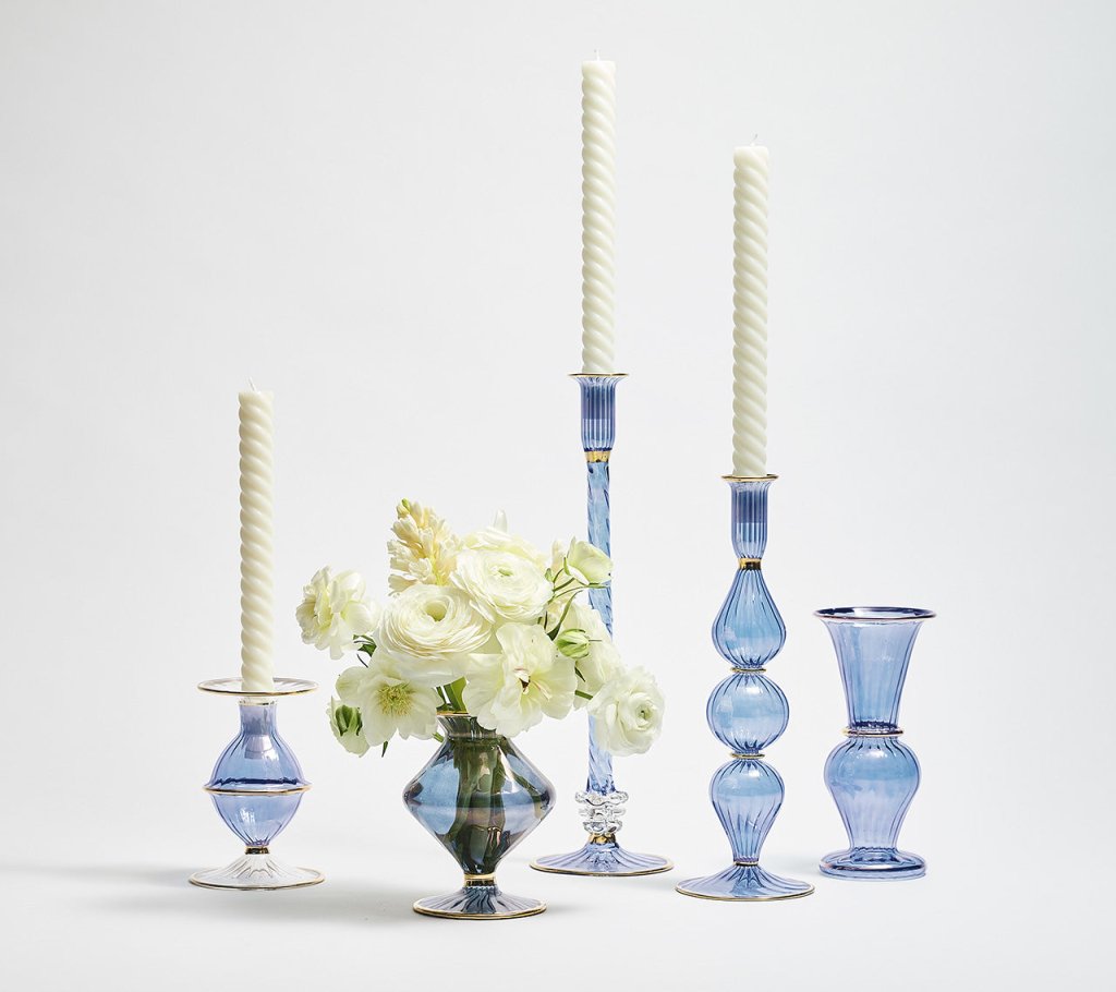 Ripple Blue Candlestick Detail 6 | Kim Seybert at Fig Linens and Home