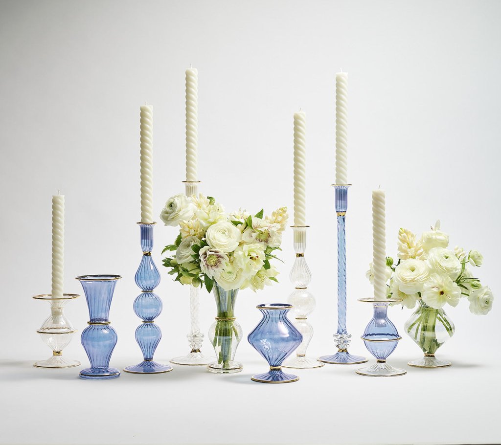 Ripple Blue Candlestick Detail 7 | Kim Seybert at Fig Linens and Home