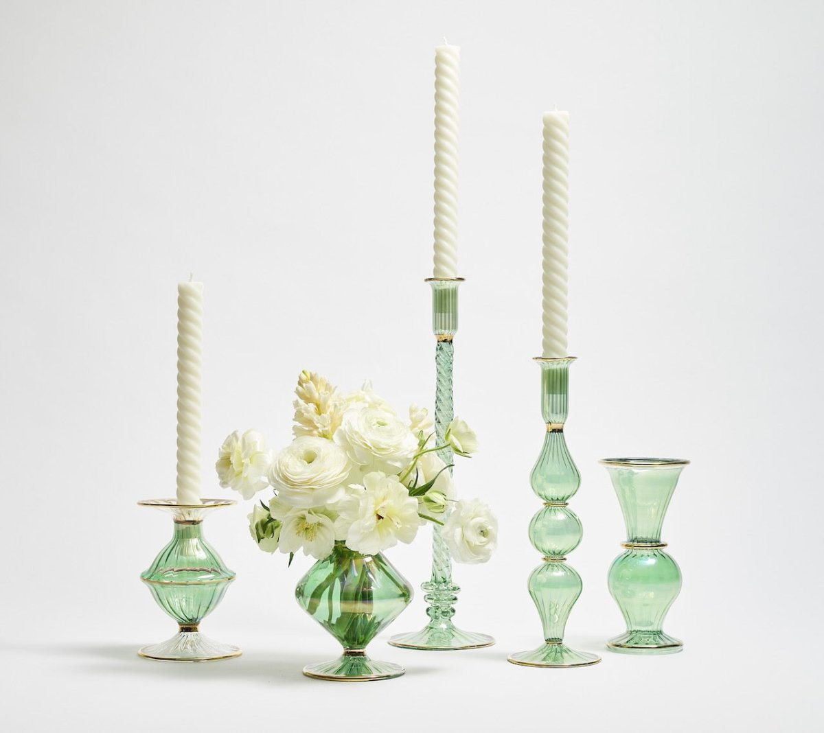 Kim Seybert Trumpet Bud Vase in Green by Kim Seybert - GREEN 3.4" L x 3.4" W x 7" H at FIG LINENS AND HOME - 4