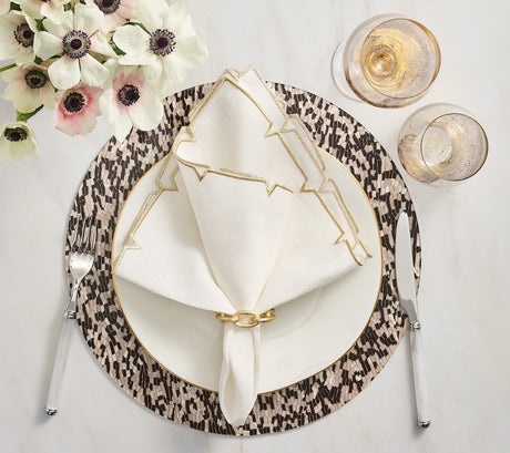 Kim Seybert Chain Link Napkin Ring in Gold Set of 4 by Kim Seybert - GOLD 2.5"L x 0.75"W x 2.5"H Napkin Ring - Set of 4 at FIG LINENS AND HOME - 12