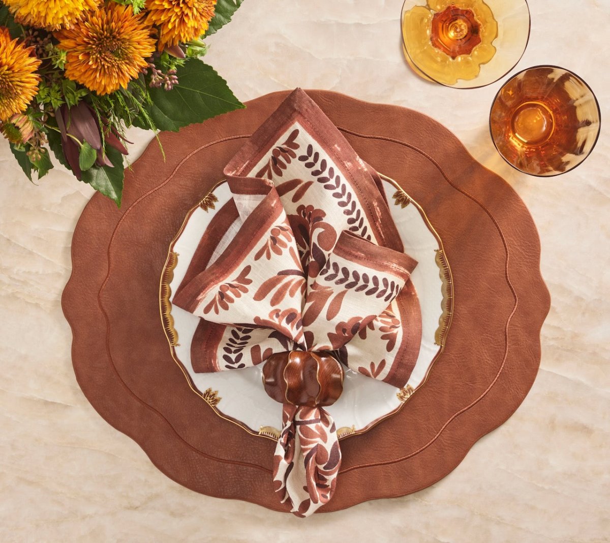 Kim Seybert Tailored Placemat in Brown Set of 4 by Kim Seybert - BROWN 17.25"L x 15"W x 0.1"H Placemat - Set of 4 at FIG LINENS AND HOME - 4