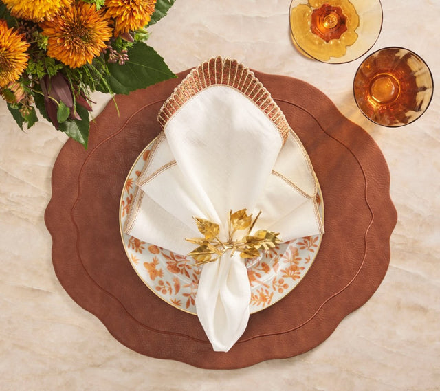 Kim Seybert Tailored Placemat in Brown Set of 4 by Kim Seybert - BROWN 17.25"L x 15"W x 0.1"H Placemat - Set of 4 at FIG LINENS AND HOME - 1