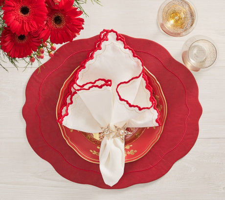Kim Seybert Tailored Placemat in Ruby Set of 4 by Kim Seybert - RUBY 17.25"L x 15"W x 0.1"H Placemat - Set of 4 at FIG LINENS AND HOME - 3