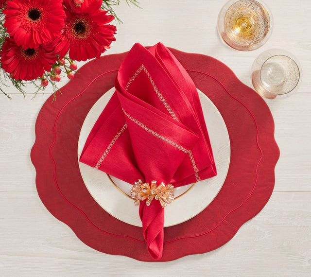 Kim Seybert Tailored Placemat in Ruby Set of 4 by Kim Seybert - RUBY 17.25"L x 15"W x 0.1"H Placemat - Set of 4 at FIG LINENS AND HOME - 1