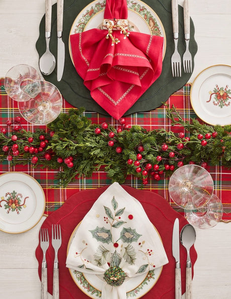 Kim Seybert Tailored Placemat in Hunter Green Set of 4 by Kim Seybert - HUNTER GREEN 17.25"L x 15"W x 0.1"H Placemat - Set of 4 at FIG LINENS AND HOME - 4