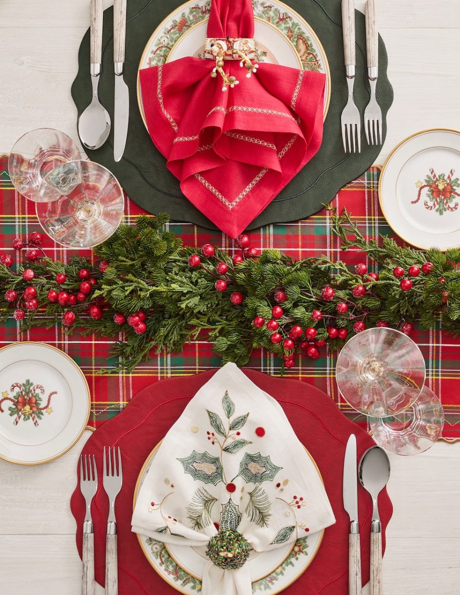 Kim Seybert Tailored Placemat in Ruby Set of 4 by Kim Seybert - RUBY 17.25"L x 15"W x 0.1"H Placemat - Set of 4 at FIG LINENS AND HOME - 5