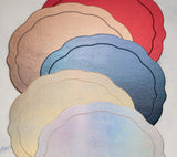 Kim Seybert Tailored Placemat in Iridescent & Silver Set of 4 by Kim Seybert - IRIDESCENT/SILVER 17.25"L x 15"W x 0.1"H Placemat - Set of 4 at FIG LINENS AND HOME - 7