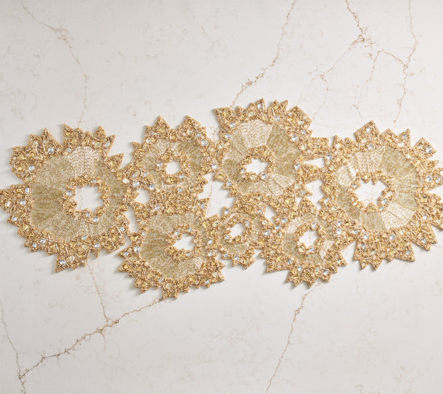 Aurelia Champagne & Crystal Table Runner Detail 2 | Kim Seybert at Fig Linens and Home
