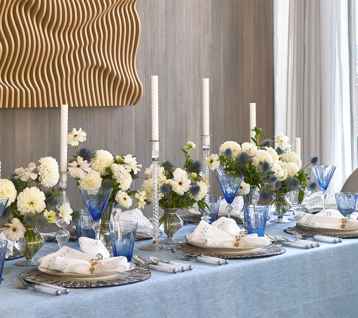 Kim Seybert Diadem Placemat in Ivory & Blue, Set of 2 at Fig Linens and Home - Lifestyle 6