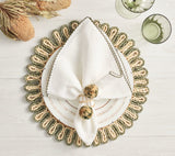 Kim Seybert Casbah Placemat in Natural & Green Set of 4 by Kim Seybert - Natural/Green Placemat Set of 4 - 15"L x 15"W x 0.5"H at FIG LINENS AND HOME - 2