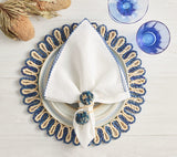 Kim Seybert Casbah Placemat in Natural & Blue Set of 4 by Kim Seybert - Natural/Blue Placemats Set of 4 - 15"L x 15"W x 0.5"H at FIG LINENS AND HOME - 2