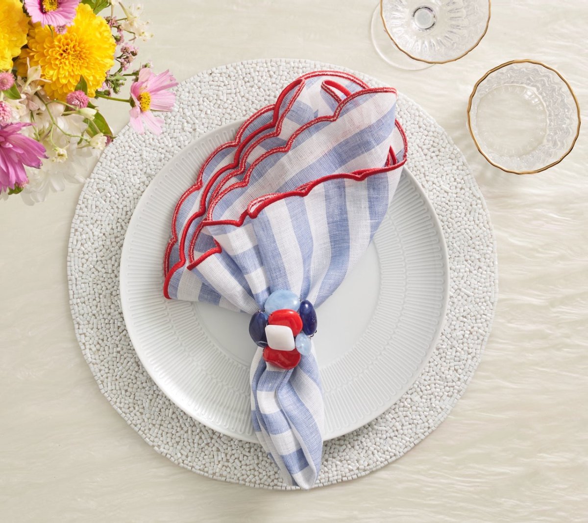 White Placemat - Perennial White Placemats Set of 4 - Kim Seybert at Fig Linens and Home 3