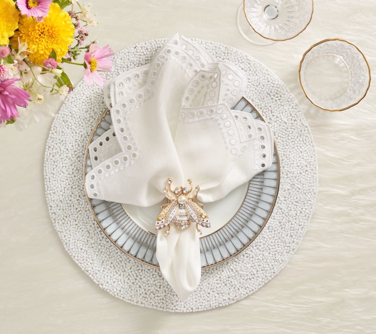 White Placemat - Perennial White Placemats Set of 4 - Kim Seybert at Fig Linens and Home 2