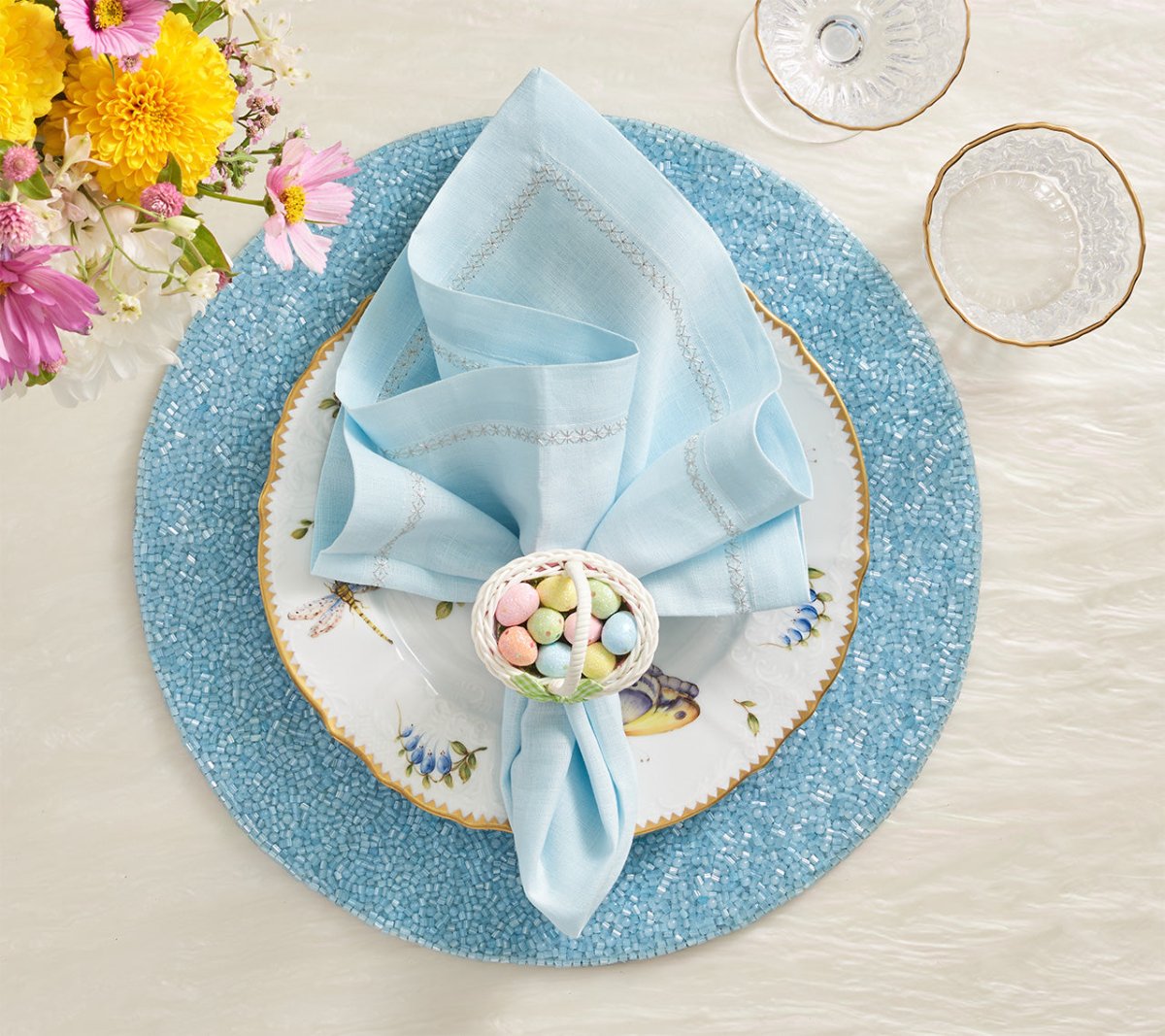 Kim Seybert Classic Napkin in Sky Set of 4 by Kim Seybert - SKY 21"L x 21"W x 0.1"H Napkin - Set of 4 at FIG LINENS AND HOME - 2