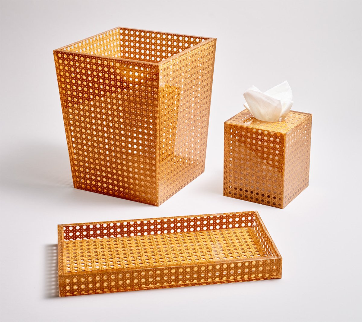 Kim Seybert Reed Waste Basket in Natural by Kim Seybert - Natural 9.5"L x 9.5"W x 11.75"H at FIG LINENS AND HOME - 2