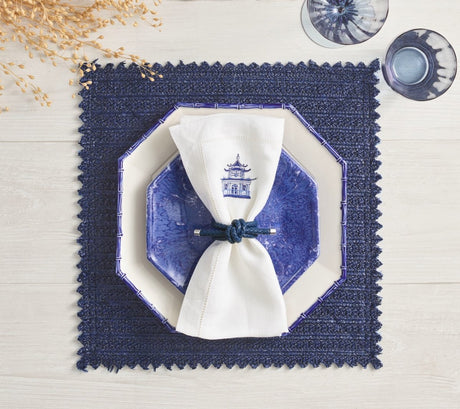 Kim Seybert Vista Placemats Set of 4 in Navy & Periwinkle by Kim Seybert - Navy/Periwinkle Placemats Set of 4 - 15"L x 15"W x 0.1"H at FIG LINENS AND HOME - 3